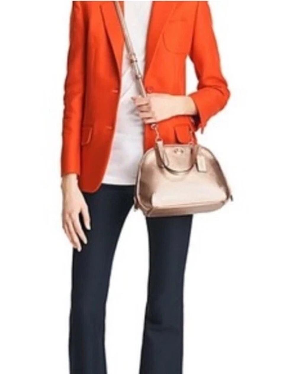 COACH PRINCE Rose Gold METALLIC Crossbody Leather Satchel Bag 35330